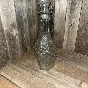 Anchor Hocking Clear Pressed Glass Decanter with Stopper